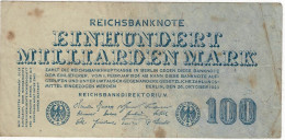 BILLET 100 MILLIARDS MARK EINHUNDERT MILLIARDEN MARK BERLIN1923 - 100 Miljard Mark