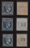 GRECIA - 20l - Blu-vari-3 Francobolli - Oblitérés