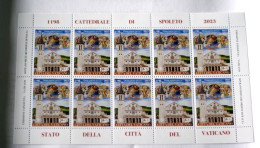 VATICAN 2023, 825° ANN. DEDICAZIONE DELLA CATTEDRALE DI SPOLETO , MINISHEET OF 10 MNH** - Unused Stamps