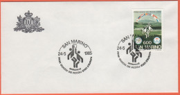 SAN MARINO - 1985 - 600 Primi Giochi Sportivi Dei Piccoli Stati + Annullo Pallacanestro-Basket 24/05/1985 - Ufficio Fila - Lettres & Documents
