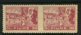 FIUME 1919 ALLEGORIE 60 C. COPPIA N.D. AL CENTRO SASSONE A43F ** MNH - Fiume