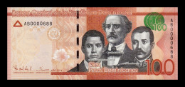 República Dominicana 100 Pesos Dominicanos 2014 Pick 190a Low Serial 688 Sc Unc - Dominikanische Rep.