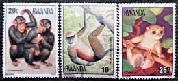 Rwanda 1978 Apes And Monkeys   Stampworld  N°   921_925_926 - Gebruikt