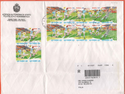 SAN MARINO - 2006 - Blocco Da 4 + 2 Serie Di Campionati Mondiali Di Calcio USA 94 - Raccomandata - Viaggiata Da San Mari - Cartas & Documentos