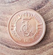 Medalla Prueba Cobre Conmemorativa De La Ceca De Madrid De 1987 Asi Nace Una Moneda XXV Aniversario Boda España -  Essais Et Refrappes