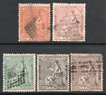ESPAÑA – SPAIN Serie X 5 Sellos Usados ALEGORÍA DE LA REPÚBLICA Año 1873 – Valorizada En Catálogo € 53,45 - Used Stamps