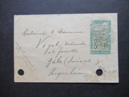 Madagskar Um 1900 Kleiner GA Umschlag Madagascar Et Dependances Auslandsverwendung In Die Schweiz Nach Basel - Covers & Documents