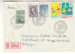 Finlande - Lettre Recom De 1955 - Oblit Helsinki - Télégraphe - Avec 2 Vignettes - Covers & Documents