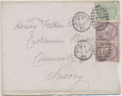 GB 1886 QV 1d Lilac 16 Dots (2x) Together W. ½d Pale Green On Cover (with Original Contents)) W. "LONDON-N. / N / 16" - Covers & Documents