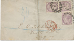 GB 1882, QV 1d Lilac 16 Dots (3x) On Fine Registered Cvr (bs Faults And A Little Bit Grubby) With Clear Barred Cancel - Covers & Documents