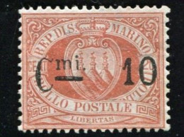 SAN MARINO 1892 CIFRA O STEMMA SOP.TI 10C. SU 20 C. ** MNH - Unused Stamps