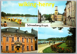 Schneeberg Im Erzgebirge - Mehrbildkarte 4   Waldstrandbad Filzteich Museum Bergmännische Volkskunst Rathaus - Schneeberg