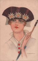 ILLUSTRATEUR - Nanni - Femme Avec Un Chapeau A Margherite - Carte Postale Ancienne - Nanni