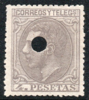 ESPAÑA – SPAIN Sello Nuevo Sin Goma PERFORADO REY ALFONSO 12° X 4 P. Año 1879 – Valorizado En Catálogo U$S 750.00 - Neufs