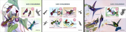 Centrafrica 2022, Animals, Hummingbirds, 4val In BF+2BF IMPERFORATED - Hummingbirds