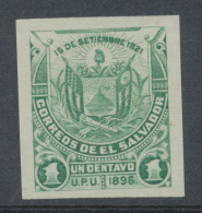 EL SALVADOR 1c Emerald Superb Unused (no Gum) Coat Of Arms, MAJOR VARIETY: IMPERFORATED - El Salvador