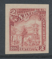 EL SALVADOR 2c Lake Superb Unused (no Gum) „White House“, MAJOR VARIETY: IMPERFORATED - El Salvador