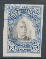 EL SALVADOR 1906 President Pedro José Escalón 5c Ultramarin And Black Superb Used MAJOR VARIETY: IMPERFORATED In Additio - El Salvador