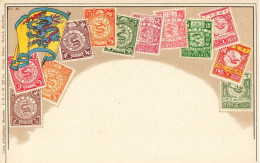 CHINE - CHINA - TIMBRES - REPRESENTATION - CARTE POSTALE GAUFFREE - LANGAGE Des TIMBRES - TRES BON ETAT - Brieven En Documenten