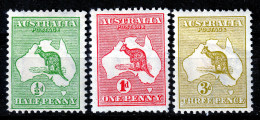 AUSTRALIA  1913 1/2 - 1 - 3 Penny MH VERY CLEAN FIRST HINGE - Mint Stamps