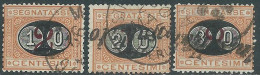 1890-91 REGNO SEGNATASSE USATO SOPRASTAMPATI 3 VALORI - RE28-3 - Portomarken