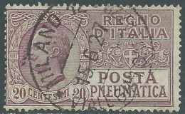 1925 REGNO POSTA PNEUMATICA USATO 20 CENT - RE26-7 - Poste Pneumatique