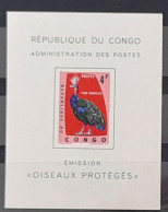 Congo Kinshasa 1964 COB LX488 Feuillet De Luxe Proof Oiseaux Protégés Birds Vögel Faune Fauna Paon Peacock Pfau - Paons