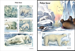 Sierra Leone 2022, Animals, Polar Bear, 5val In BF+BF IMPERFORATED - Faune Arctique