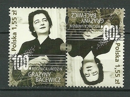 POLAND MNH ** 4156 Tête Bêche MUSIQUE GRAZYNA BACEWICZ Musicien Violoniste Violon - Nuovi