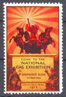GAS Light Energy LONDON EXHIBITION Fair 1913 Great Britain LABEL CINDERELLA VIGNETTE Shepherd's Bush - Gas