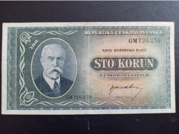 Tchecoslovaquie  Billet  100 Korun 1945 Non Daté Tbe - Tsjechoslowakije