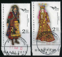 Türkiye 2019 Mi 4530-4531 EUROMED, Traditional Woman's Costume, Folklore, Suit And Costume - Oblitérés