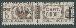 1944 RSI PACCHI POSTALI 5 CENT MNH ** - P29-4 - Pacchi Postali