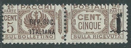 1944 RSI PACCHI POSTALI 5 CENT MNH ** - P31-9 - Postal Parcels