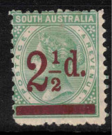 SOUTH AUSTRALIA 1883 2 1/2d On 4d Pale Green P12.5x10 SG 231 HM #CBU9 - Mint Stamps
