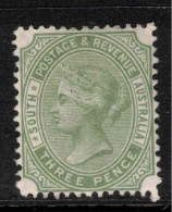 SOUTH AUSTRALIA 1883 3d Pale Olive-Green P13 SG 192 HM* #CBU16 - Mint Stamps