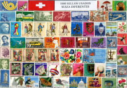  Offer - Lot Stamps - Paqueteria  Suiza 1000 Sellos Diferentes / Elegante Prese - Kilowaar (min. 1000 Zegels)