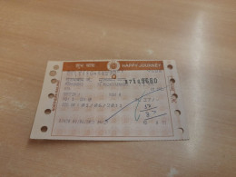 India Old / Vintage - INDIAN Railways / Train Ticket "NORTHERN RAILWAY" As Per Scan - Mundo