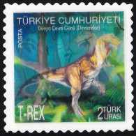 2012 Turkey World Environment Day: T-Rex Stamp (Ribbed Plastic Coated 3D Moving Picture, Self Adhesive) - Fouten Op Zegels