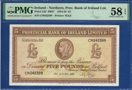 NORTHERN IRELAND - P.242 – 5 POUNDS 05.10.1954 AUNC / PMG58, S/n CN042399 Provincial Bank Of Ireland Limited - 5 Pounds