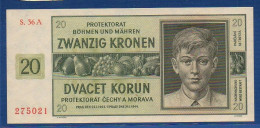 BOHEMIA & MORAVIA - P. 9a – 20 Kronen / Korun (1944) AUNC, S/n S. 36A 275021 - Tsjechoslowakije