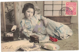 Japon - Japan - Kobe - Japonaise - Japanese Woman - Geisha - Carte Postale Pour Mustapha (Alger) Algérie - Juillet 1906 - Kobe