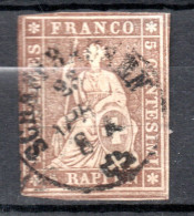 SUISSE / HELVETIA N° 26b FIL DE SOIE NOIR - Used Stamps