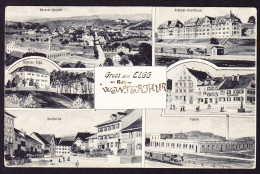 1912 Mit Feldpost Gelaufene AK: Gruss Aus Elgg. 6 Bildrig. Mit Eisenbahn Fabrik, Gasthaus ... - Elgg