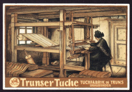 Um 1910 Reklame Karte Der Tuchfabrik Truns Mit Firmen Stempel Schmid-Müller (Vertreter) - Trun