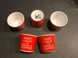 TAZZINE KEEP CALM CERAMICA HAVE A COFFEE ROSSO SET 5 PEZZI - Unclassified