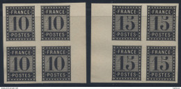 France 1876 Essai De L'Imprimerie Nationale 10cts Et 15cts Noir En Bloc De 4 - Toujours Sans Gomme Cote Maury 2080 Euros - Essais, Non-émis & Vignettes Expérimentales