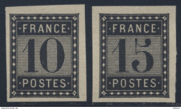 France 1876 Essai De L'Imprimerie Nationale 10cts Et 15cts Noir - Toujours Sans Gomme Cote Maury 520 Euros - Essais, Non-émis & Vignettes Expérimentales