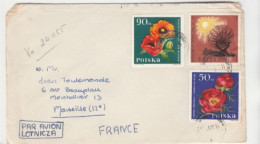 POLOGNE -LETTRE PAR AVION -N°1397+1399+1459 -Thématique: SOLEIL CALME+ FLEURS - Covers & Documents