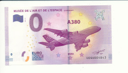 Billet Souvenir - 0 Euro - UEGU - 2017- 2 - MUSÉE DE L'AIR ET DE L'ESPACE LE BOURGET - A380 - N° 4843 - Billet épuisé - Lots & Kiloware - Banknotes